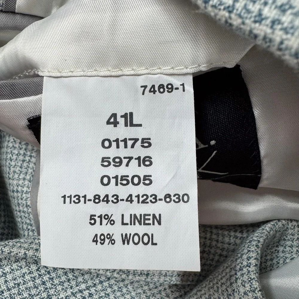 Jos A Bank Blazer Mens 41L Gray Linen Wool Sport Coat Jacket Tailored Fit Office